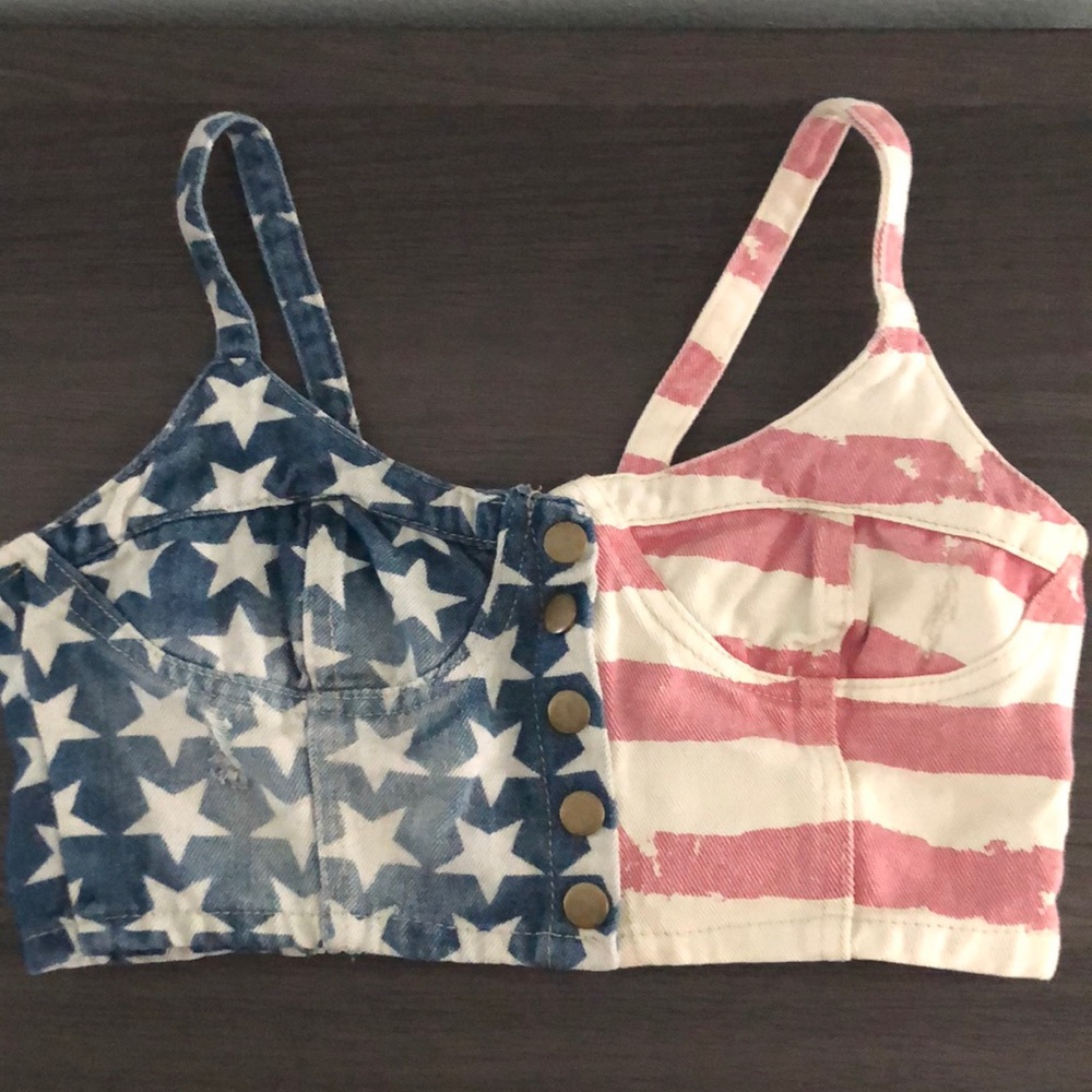 American flag jean crop top